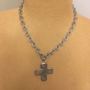 Retro Hammered Cross Necklace